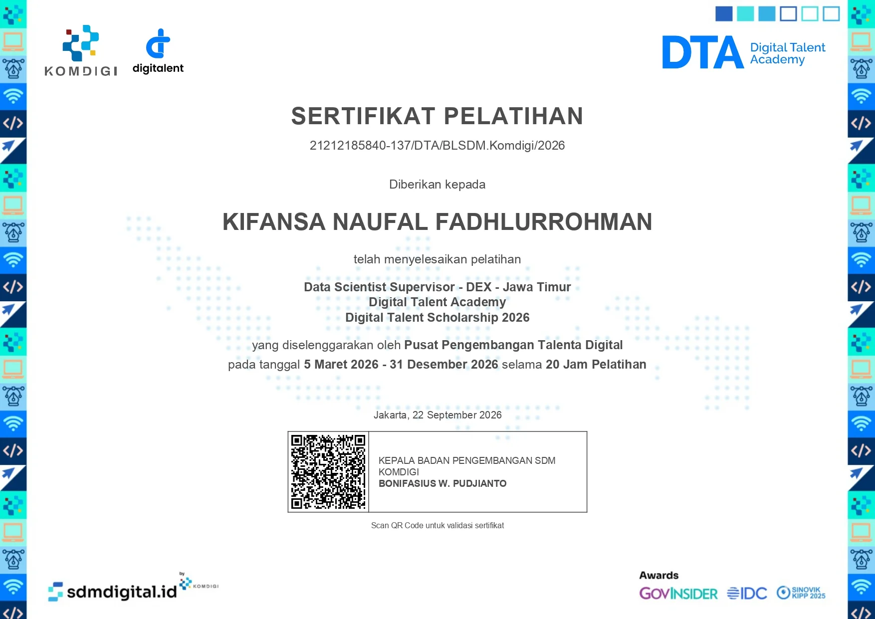 Data Scientist Supervisor certificate